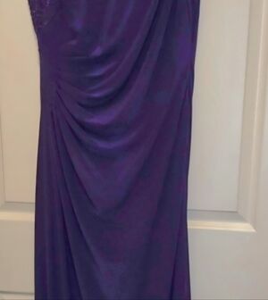 R &M Richardson Purple Asymmetrical Ruched Gown